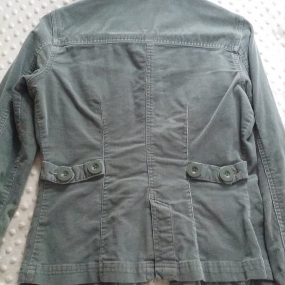 corduroy green stretch button up blazer - Picture 4 of 4